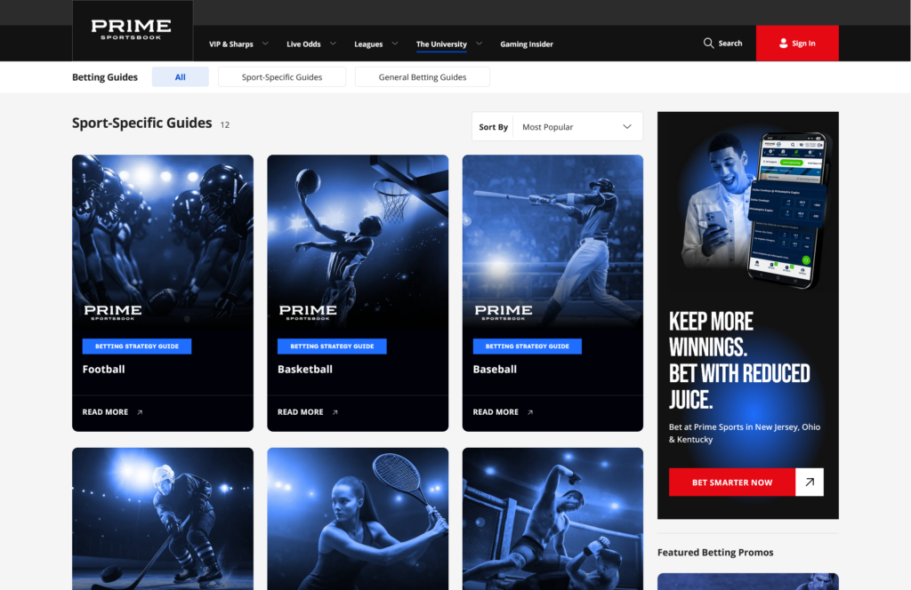 Prime Sportsbook Betting Guides Page - Desktop