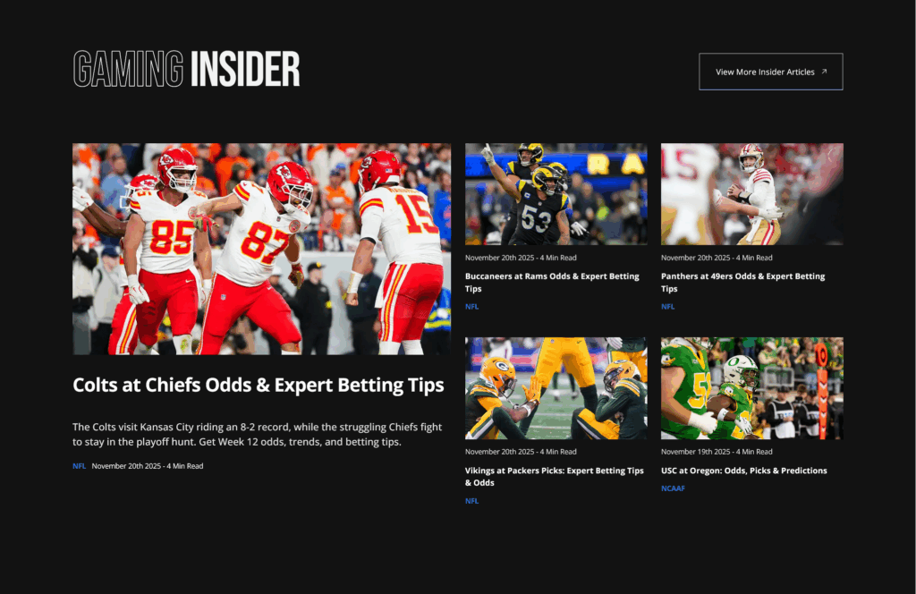 Prime Sportsbook Homepage Gaming Insider - Desktop
