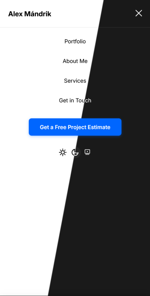 Portfolio Website Menu Mobile