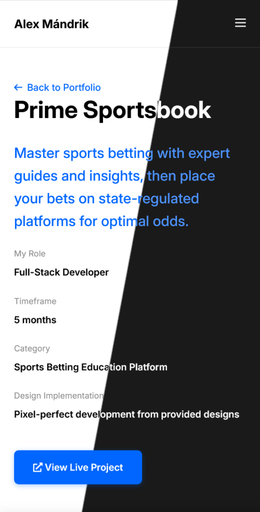 Portfolio Website Project Page Mobile