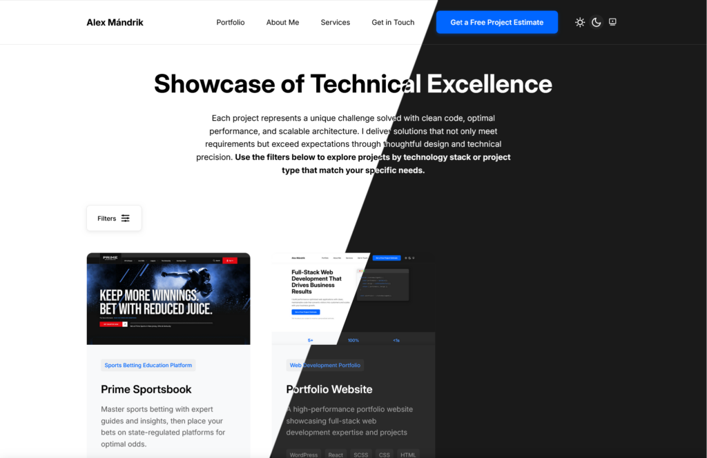Portfolio Website Projects Page Desktop