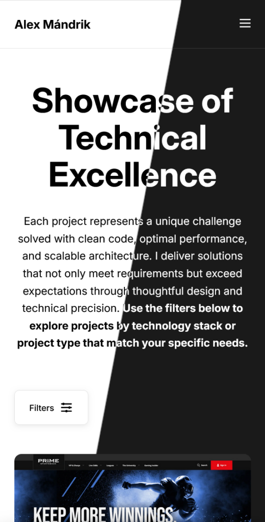 Portfolio Website Projects Page Mobile