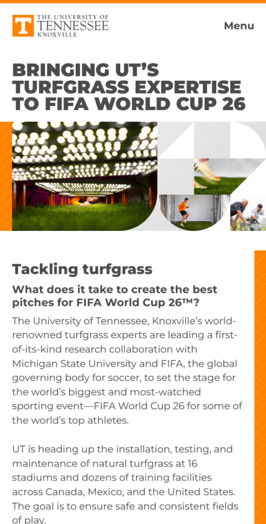 UTK Turfgrass FIFA World Cup 26 Homepage Hero - Mobile