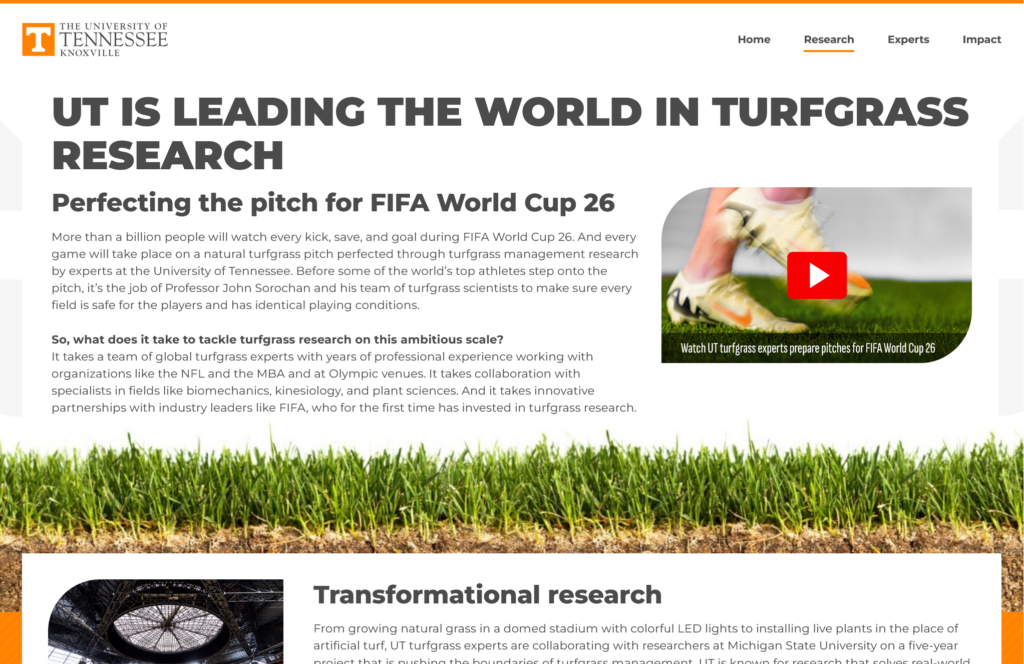 UTK Turfgrass FIFA World Cup 26 Research Page - Desktop