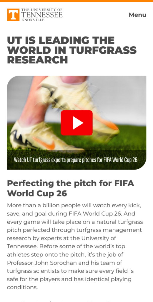 UTK Turfgrass FIFA World Cup 26 Research Page - Mobile